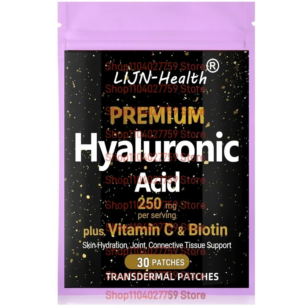 30 Patches Hyaluronic Acid Transdermal Patches with Biotin Vitamin C Skin Hydration, Joint Lubrication, Hair Health