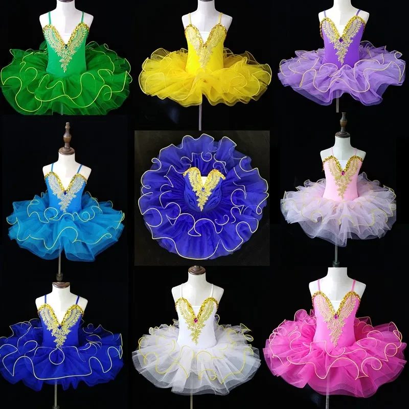 Professional Ballerina Ballet Tutu For Child Girls Adulto Dance Clothing Kids Pancake Tutu Ballet Costumes Leotards Ballet Dress