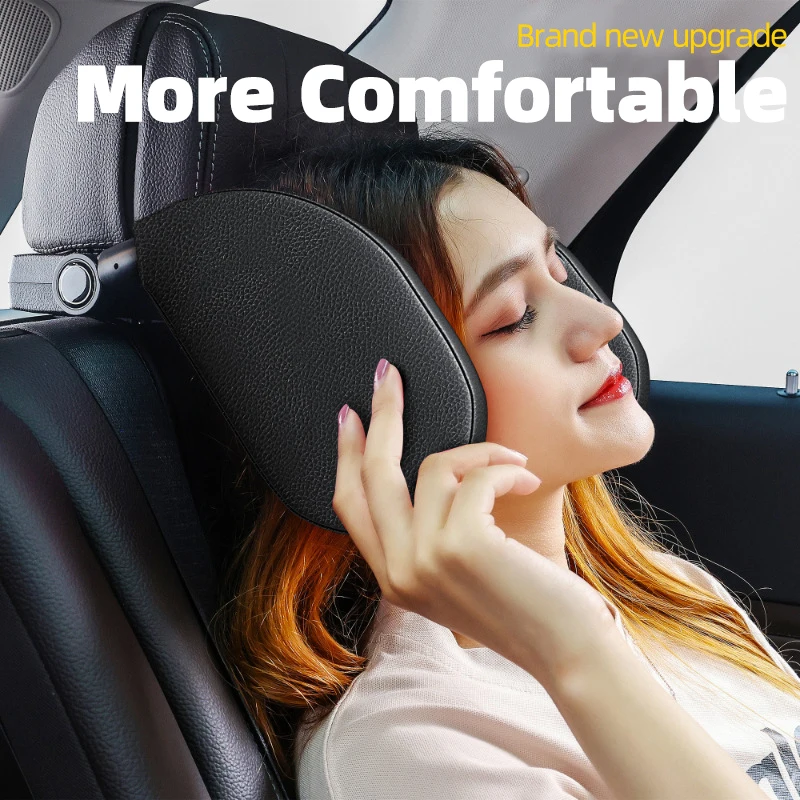 

A 45D Slow-Rebound Space Memory Foam Headrest with Double Hooks for The Car Seat Side Sleeping Headrest