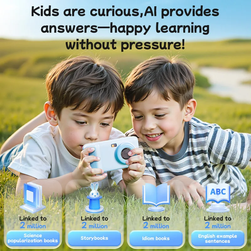 JJRC Kids AI Smart Camera Dual Lens Touch Screen HD Selfie Multi - function Children's Digital Camera Educational Toy for Girls