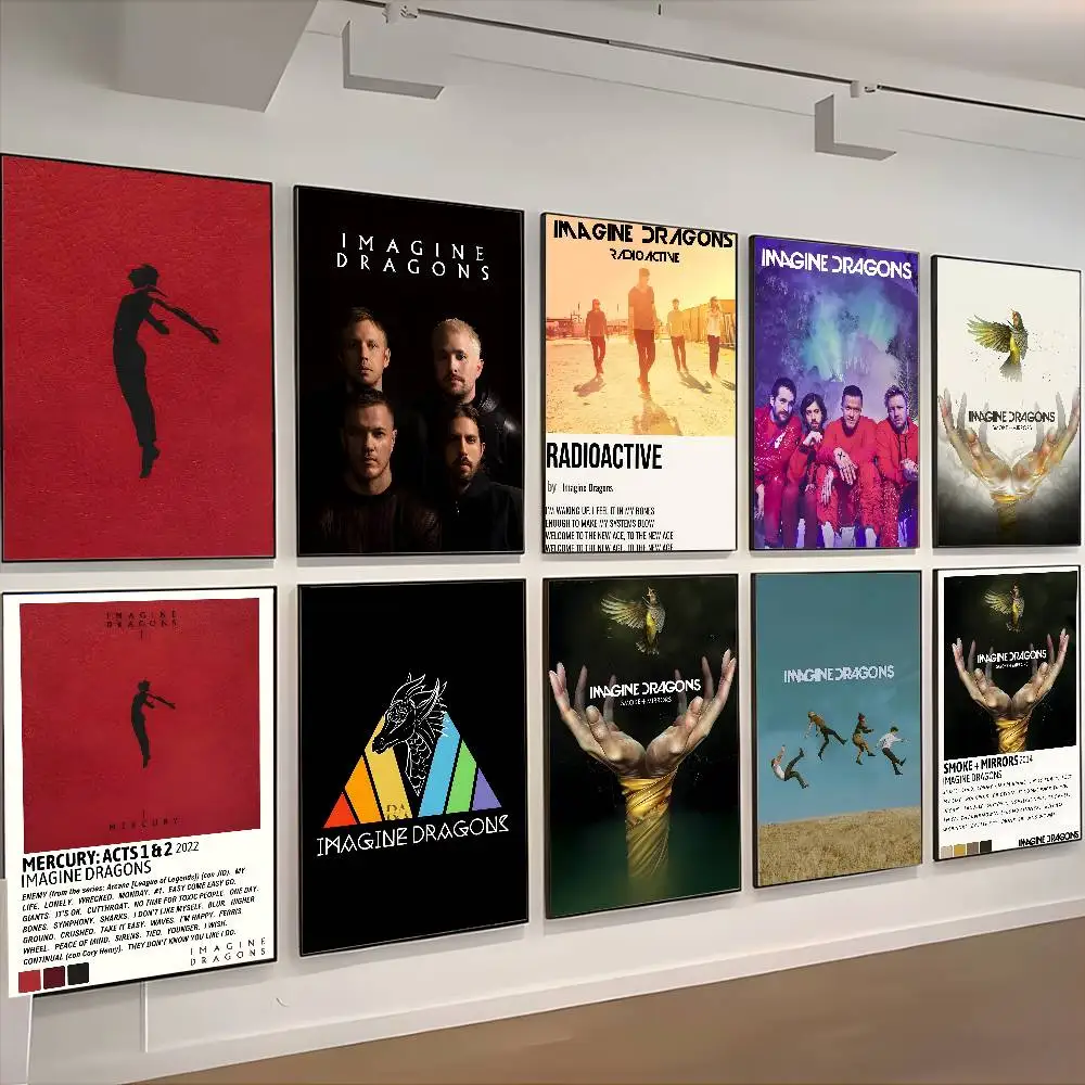 Band I-Imagine D-Dragons B-Bones Poster HD art sticky wall waterproof home living room bedroom bar aesthetic decoration