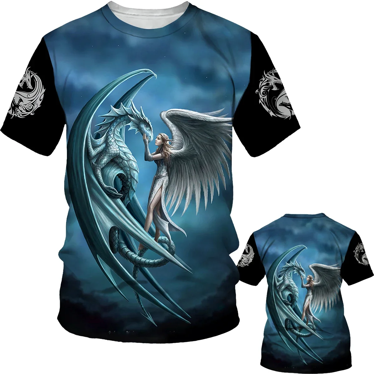 2025 Summer men's 3D printed T-shirt Dragon graphics O collar short sleeve fashion casual loose interesting breathable tops