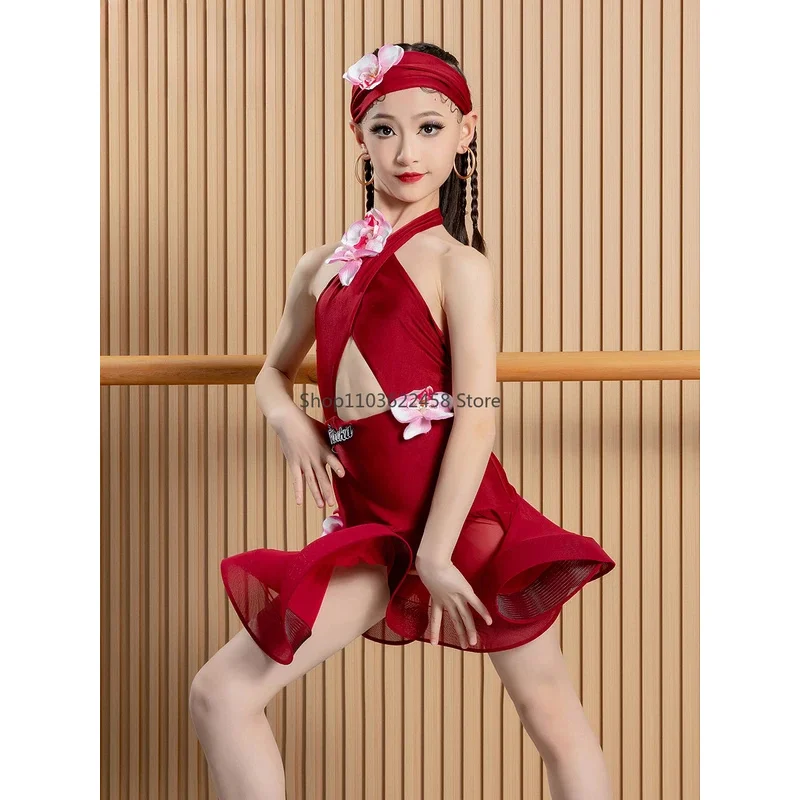 

Latin Dance Dress Girls Samba Tango Ballroom Dance Competition Dresses Child Latin Practice Dress Kids Rumba Salsa Dance Skirt