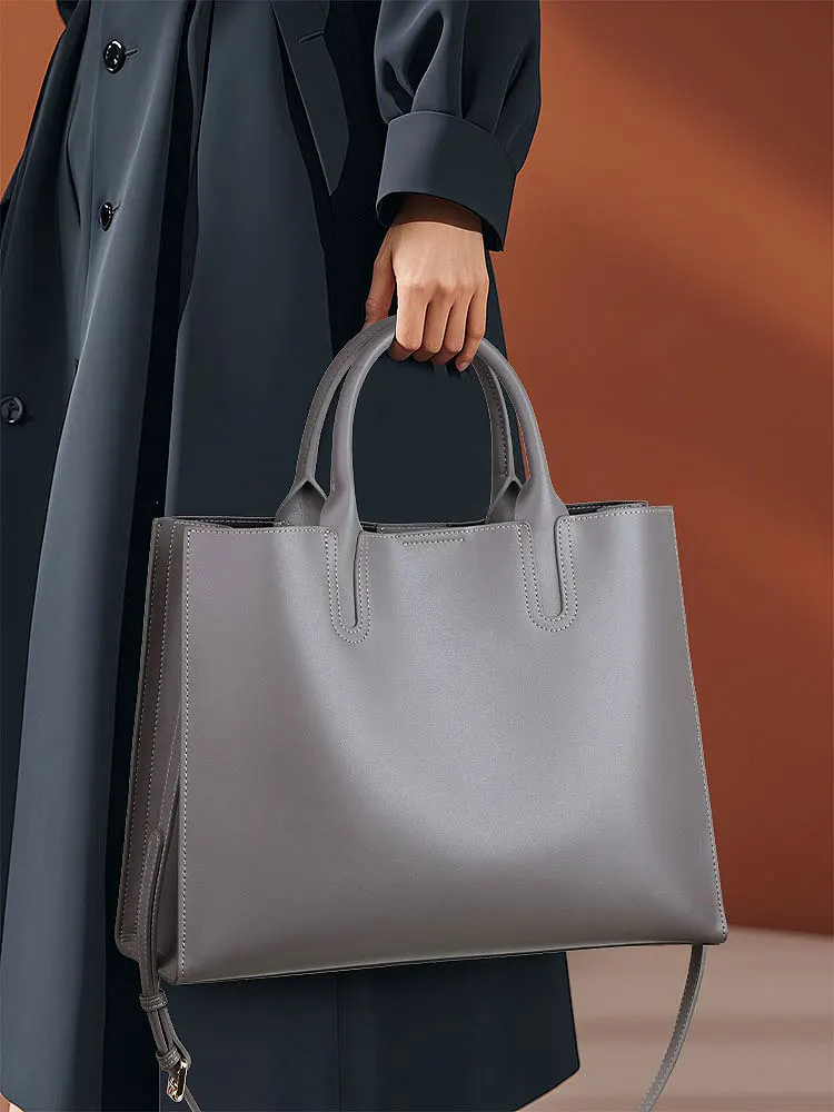 

Large Capaci Commuter Tote Bag Women's Genuine Leather Handbag Briease Cuter Bag Crossbody Busin Sle Zipper Closure