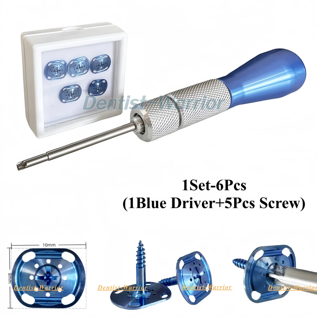 1Set Dental GBR Thread Wide Head Tent Screws Support Space Tenting Screw Guided Bone Blue Driver