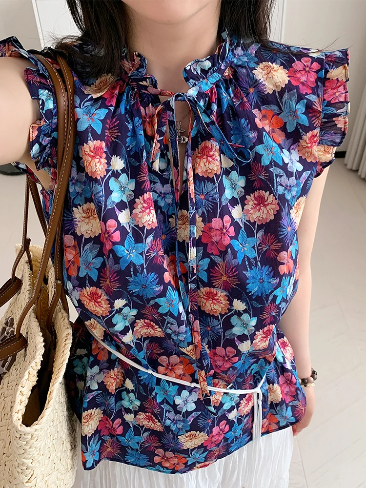 

Женская футболка из смесового хлопка с акварельным цветочным принтом, летняя, повседневная, с круглым вырезом, средней длины