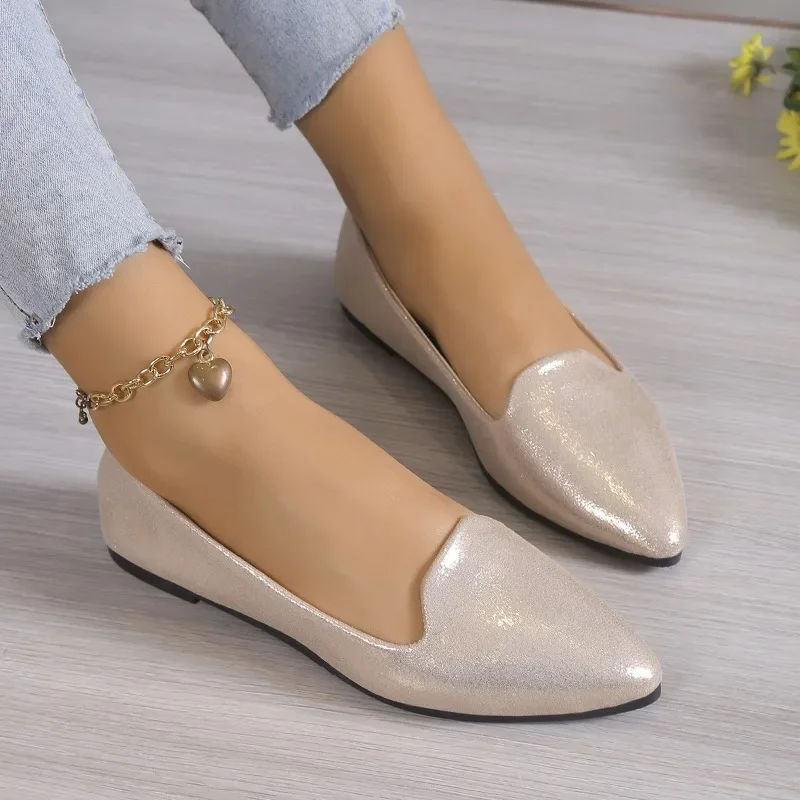 2024 Fashion Slip on Loafers Breathable Stretch Ballet Shallow Flats Women Soft Bottom Pointed Toe Boat Shoes plus size 43