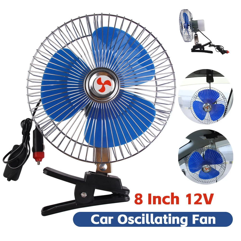 Ventilador portátil para coche de 8/5 pulgadas, 12/5V, Mini ventilador de refrigeración para salpicadero de camión, ventilador oscilante para coche con encendedor de cigarrillos/cargador USB