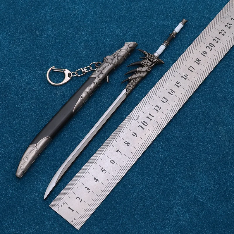 22 cm Rathalos Lange Blade Sleutelhanger Wyvern Zwaard Bloed Monster Wapen Hunter Game Perifere Zwaard met Schede Model Decoratie