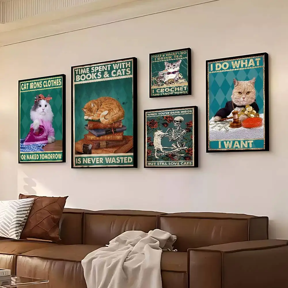 Funny Black Cat Poster HD Quality Wall Art Retro Posters For Home Room Wall Decor Kawaii Room Decor