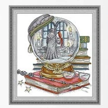 

Soulgift New Pre-Printed Cross Stitch Kit, Stamped 9CT/11CT/14CT/16CT DMC Threads,Embroidery Kit - Magic Crystal Ball 2
