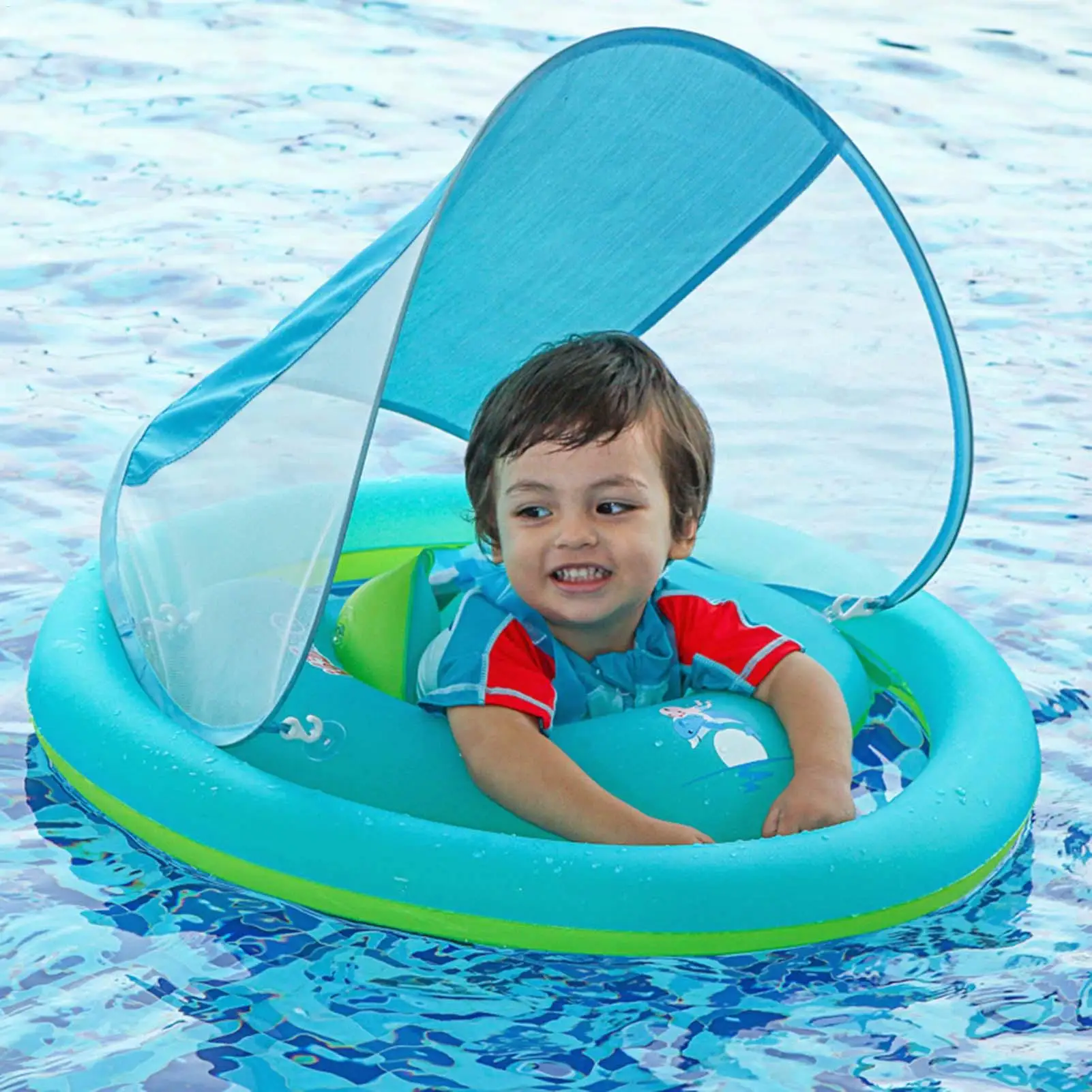 Baby Float Baby Pool Float Mit Baldachin Aufblasbare Schwimmen Ring Sonnenschutz Wasser Spielzeug Für Kleinkind Kinder Spiele Im Freien Sommer