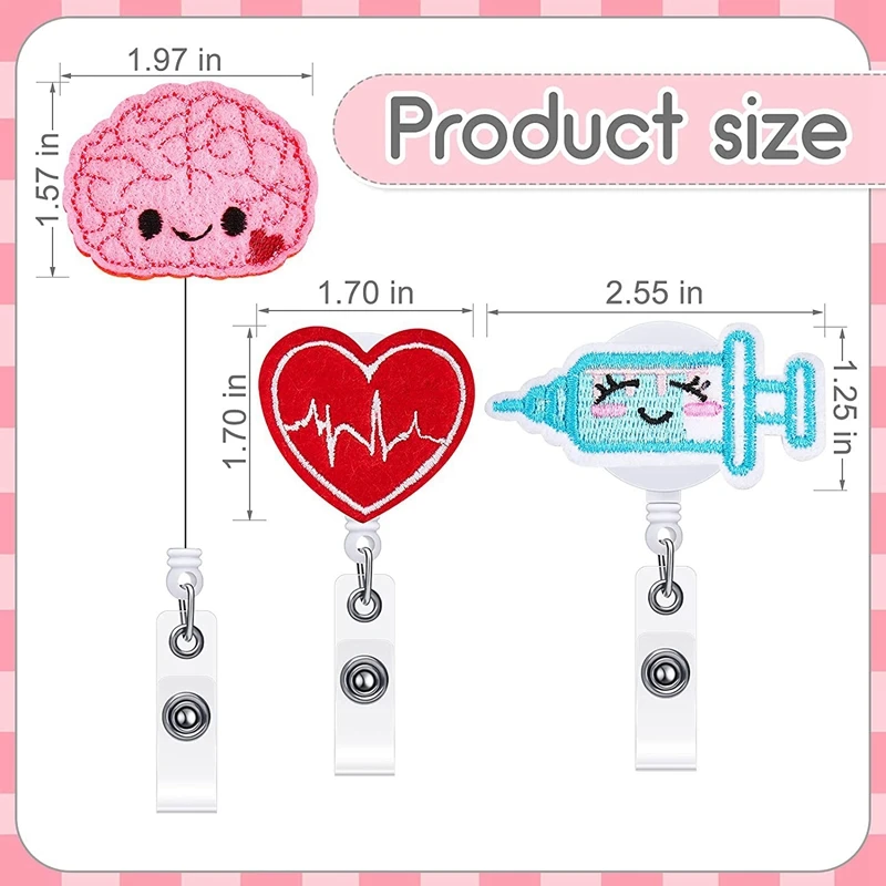 Porte-Danemark ge Rétractable avec Clips à Comcussion pour Infirmière, 5 Pièces