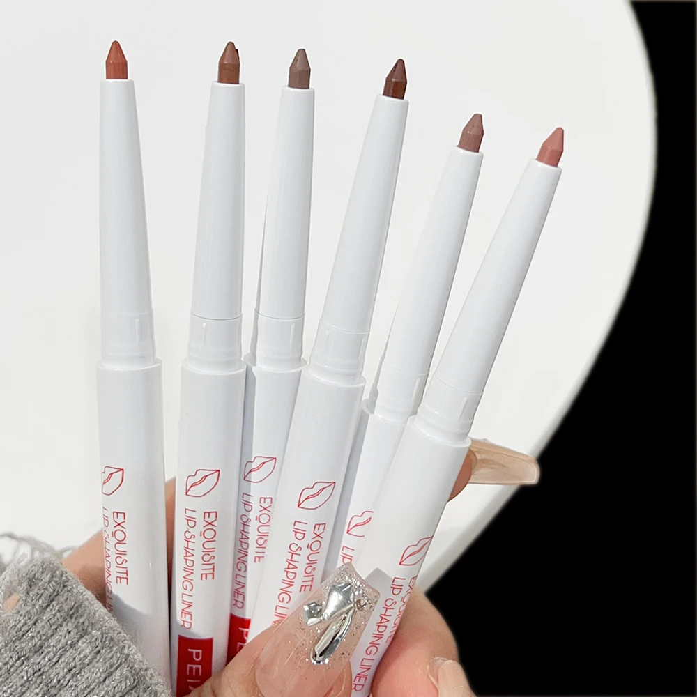 Matte Lipliner Gouden Buis Waterdichte Lippenstift Potlood Vrouw Gemakkelijk Te Dragen Anti-Stick Cup Lippen Contouren Pen Nude Lip Cosmetica