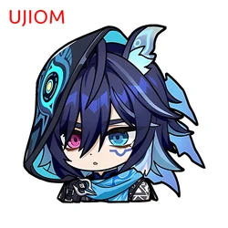 UJIOM 13cm × 12.8cm Ororon Genshin Impact Wall Stickers Interesting Cartoon Man Graffiti Decals Wardrobe Skateboard Decor