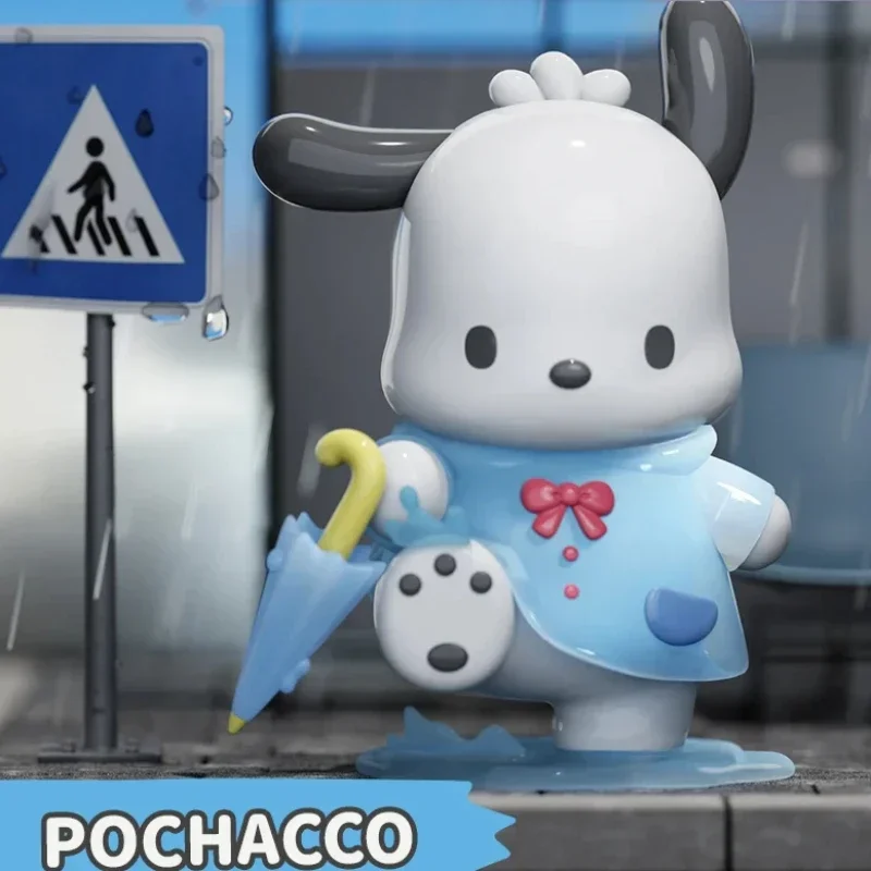 Sanrio Rainy Days Series รูปน่ารัก Pochacco Kuromi Melody Action Figurine อะนิเมะรูปปั้นของเล่นคริสต์มาสของขวัญ