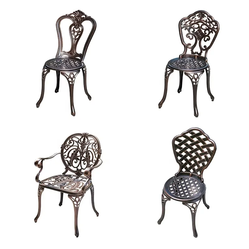 New Garden Cast Aluminum Chair 2Pcs Set Outdoor Waterproof Rustproof Chair Courtyard Urniture Terrace Modern Metal Furniture