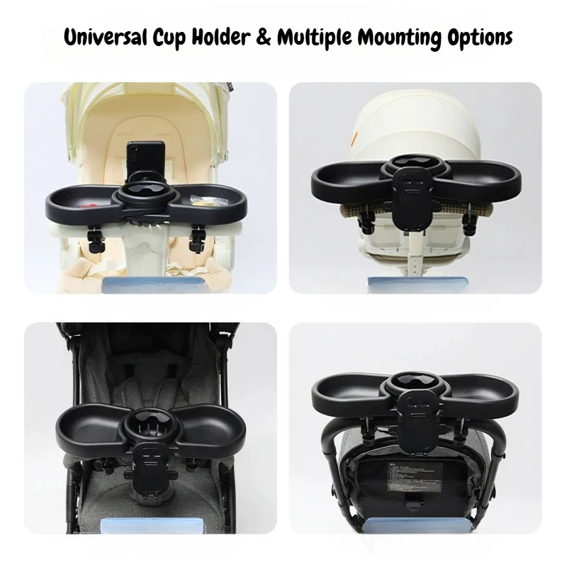 Vassoio per snack per passeggino universale 4 in 1 aggiornato e portabicchieri doppio vassoio per passeggini per bambini Accessori da viaggio per asilo