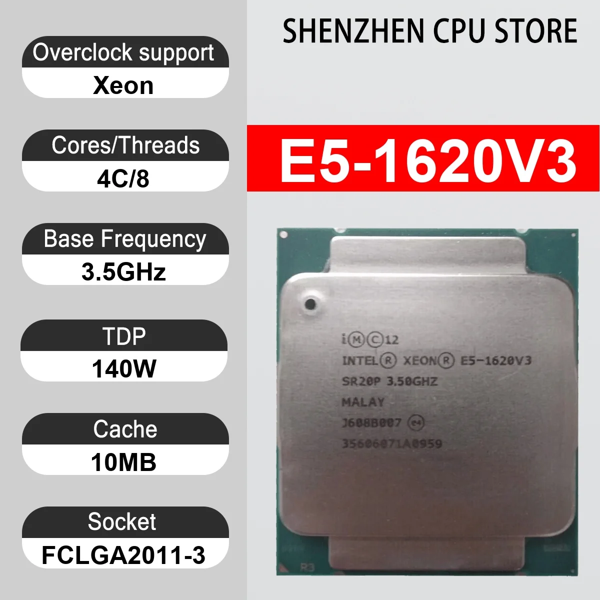 Intel Xeon E5-1620V3 3.5GHz 4Cores 8Threads 10MB DDR4 2133MHz 140W E5 1620V3 Computer CPU Processor Server   Package FCLGA2011-3