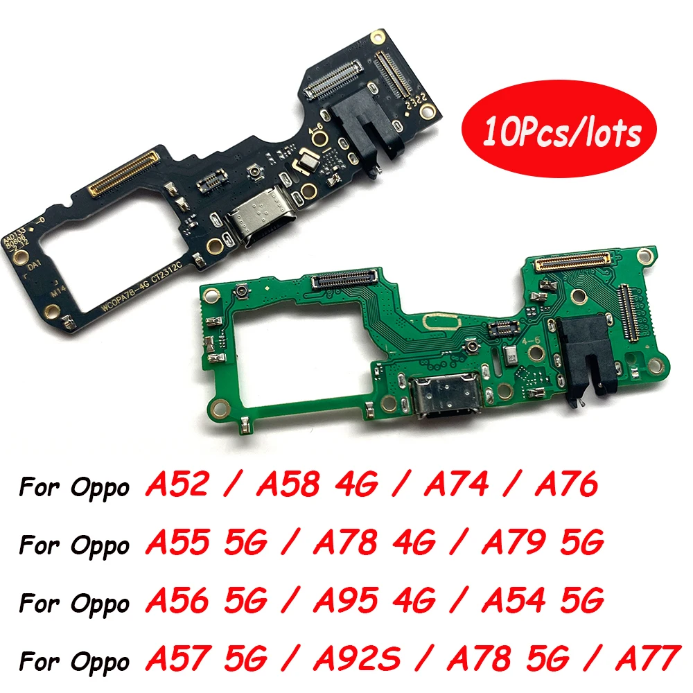 

10Pcs，USB Sub Mic Board Dock Charger Connector Charging Port Flex Cable For Oppo A52 A55 A93S A56 A57 A97 A58 A74 A76 A78 A95 4G