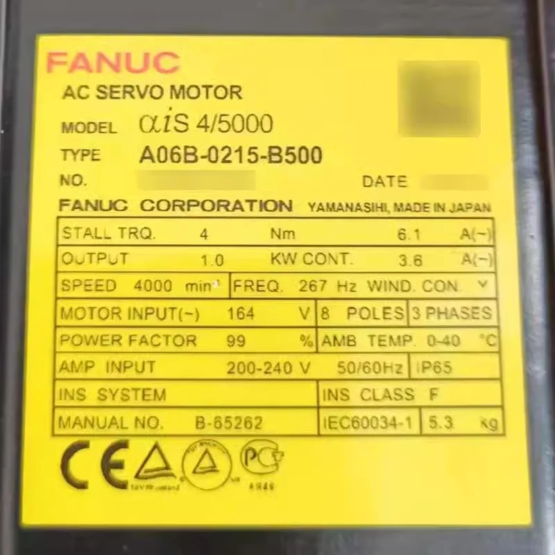 

Fanuc Servo Motor A06B-0215-B500 Fanuc CNC Control Tested Ok A06B 0215 B500