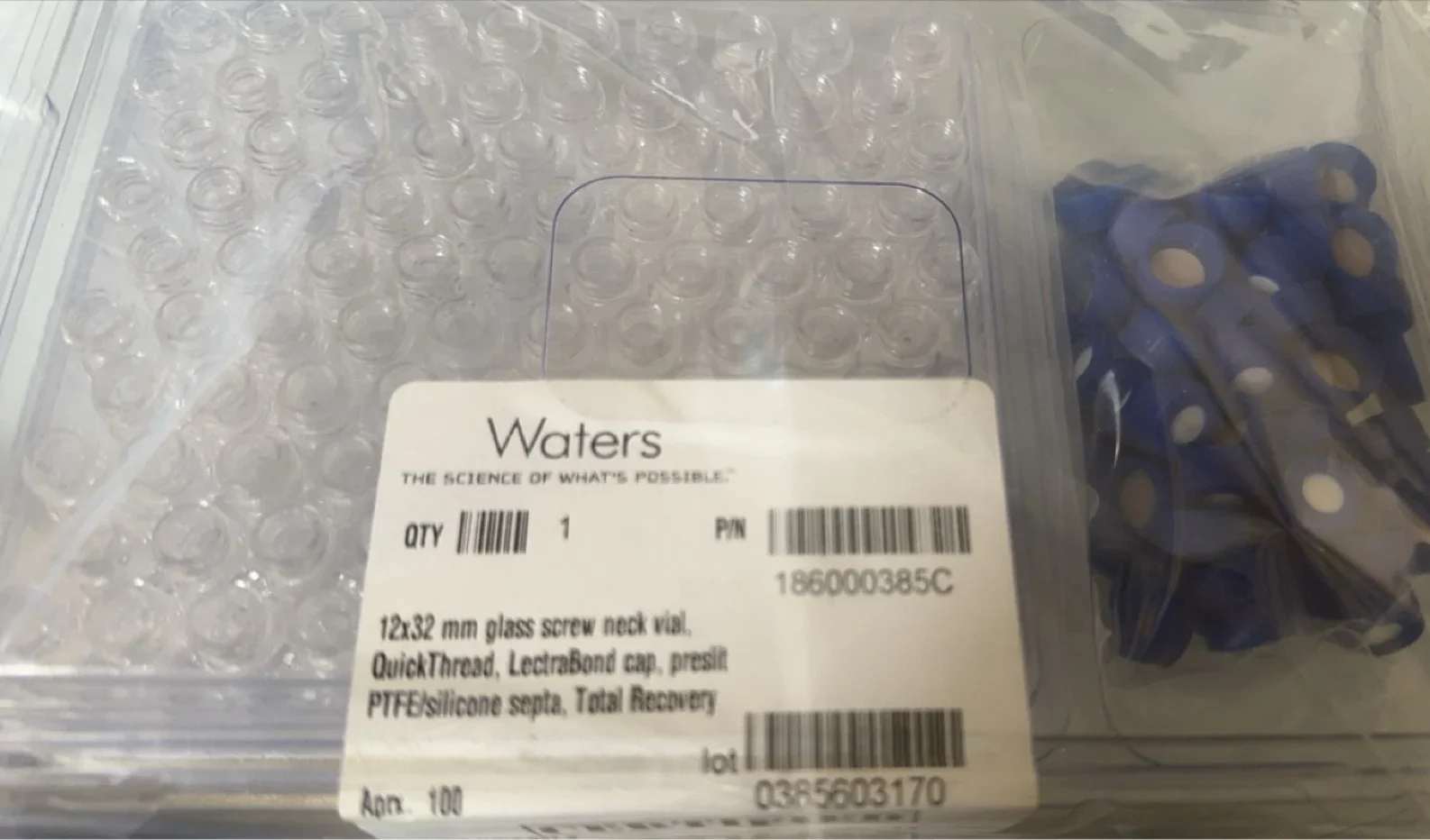 Waters sample bottle cap 186000385C 186000384C 2ml 12 * 32mm