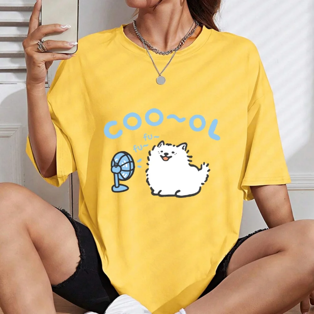 1Pc ‘COOL’ Summer Samoyed (Enjoying Fan Breeze) Heat Transfer Patches For Clothes DIY Washable T-shirts Iron-on Thermal Stickers