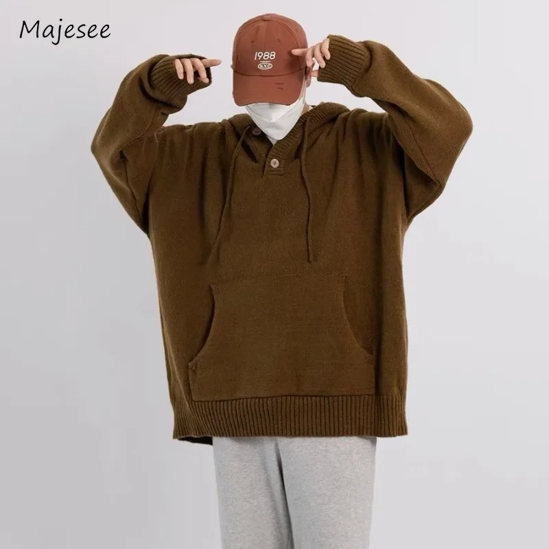 Hoodies Sweaters Men Autumn Japanese Style Chic All-match Fashion Knitting Pullovers High Street Popular Teenagers Long Sleeve