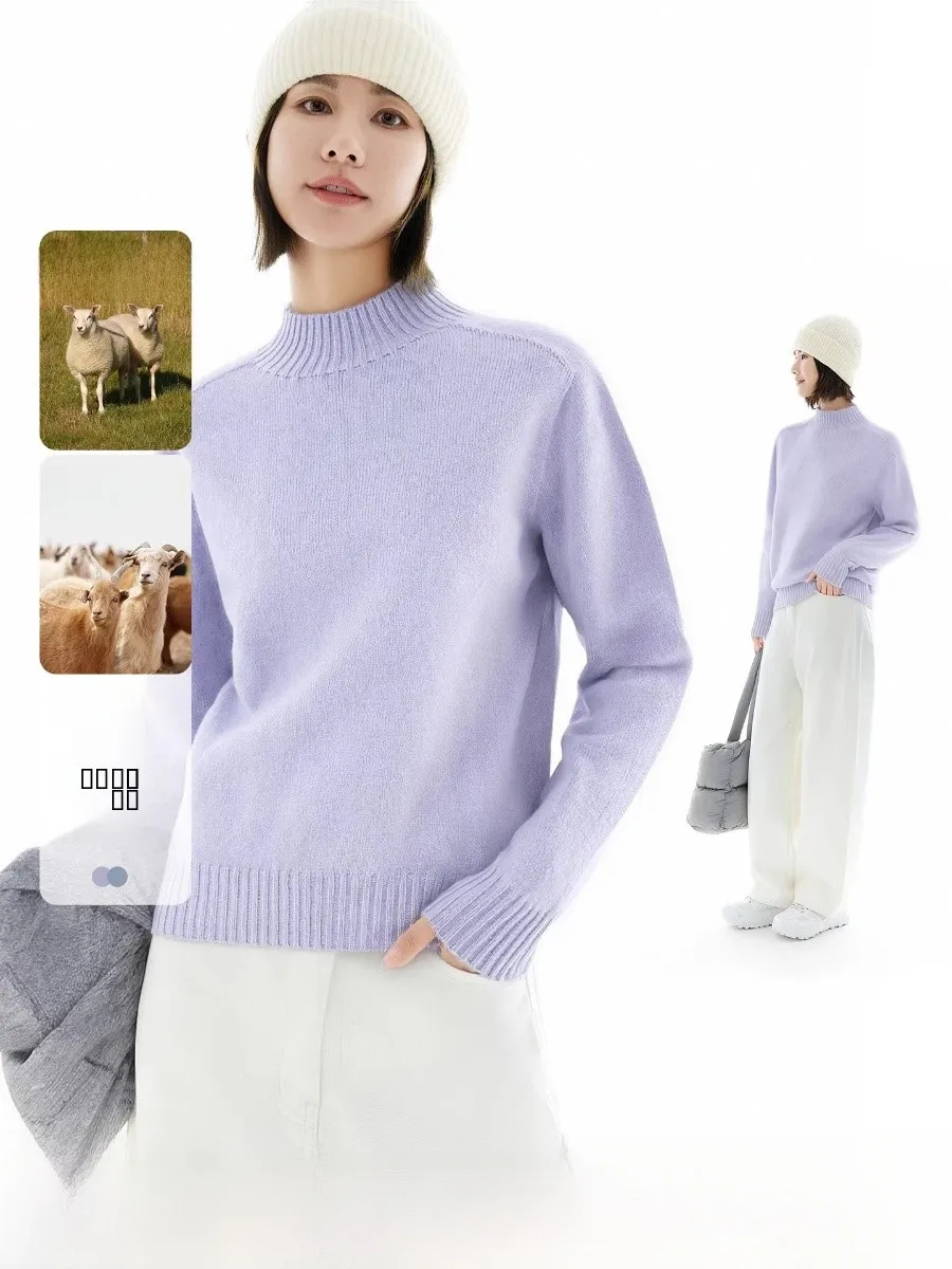 

Cloud Life Soft Light Sl One-Piece Wool Blend Warm Sweater Winter f High Collar Knitted Women's Faion Casual Sle