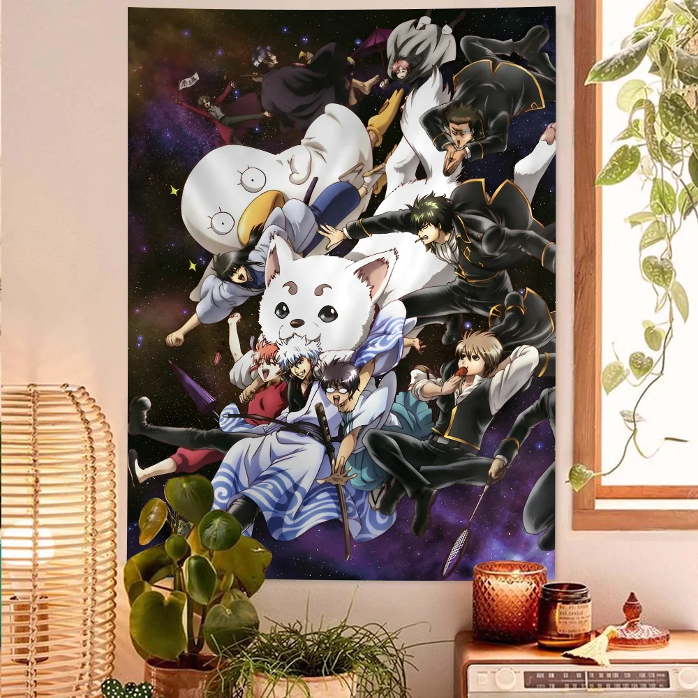 Tapiz de pared con la portada de Gintama de la revista Weekly Jump - Pancarta decorativa de anime y manga, un toque divertido para la habitación de los fans del anime de comedia shonen y de samuráis.