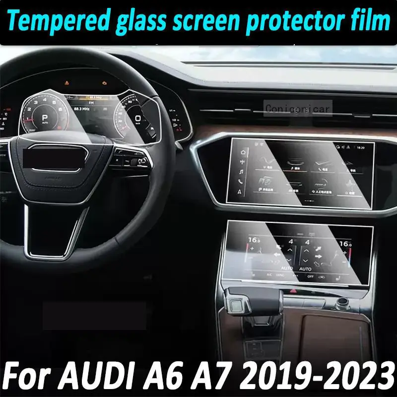

For AUDI A6 A7 2019-2023 GPS Navigation Multimedia Screen Tempered Glass Protection Film Auto Accessories Prevent Scratches