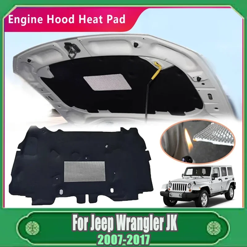 Almohadillas de Aislamiento de Algodón para Jeep Wrangler JK 2007~2017, Cubierta Insonorizante para el Capó Delantero y el Motor, Accesorios para Automóviles