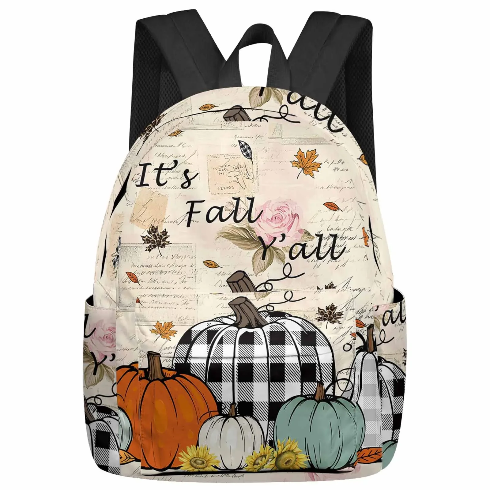 Pink Letter Background Pumpkin Backpacks Teenagers Student School Bags Men Women Travel Mochila