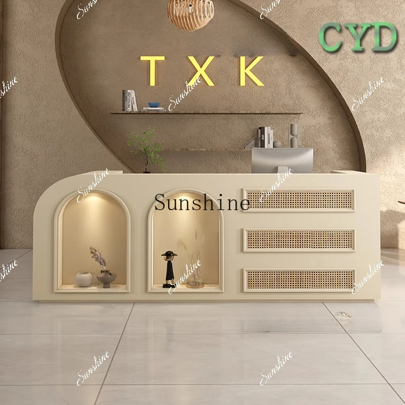 Log checkout page Clothing shop Japanese homestay retro restaurant rattan reception desk FT