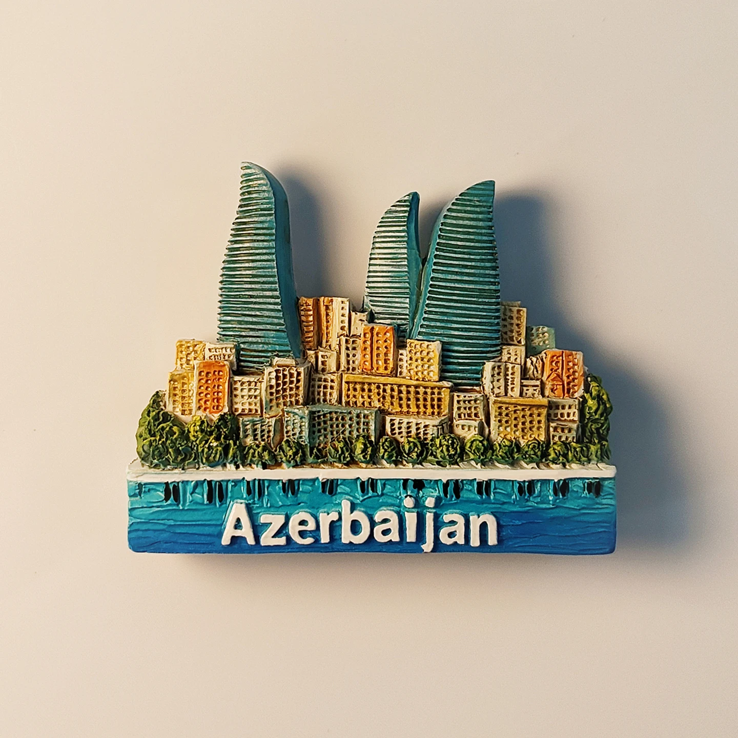 Азербайджан, Баку, Пламенная башня, 3D стереоскопическая, Туризм сувениры, Картина из смолы, Украшение дома, Магнит на холодильник