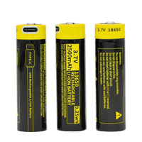 MATOV  USB 18650 Battery with PCB 3.7V 2500mAh Type-C Rechargeable Li-ion Battery for Flashlight Microphone Fan Electric Razor