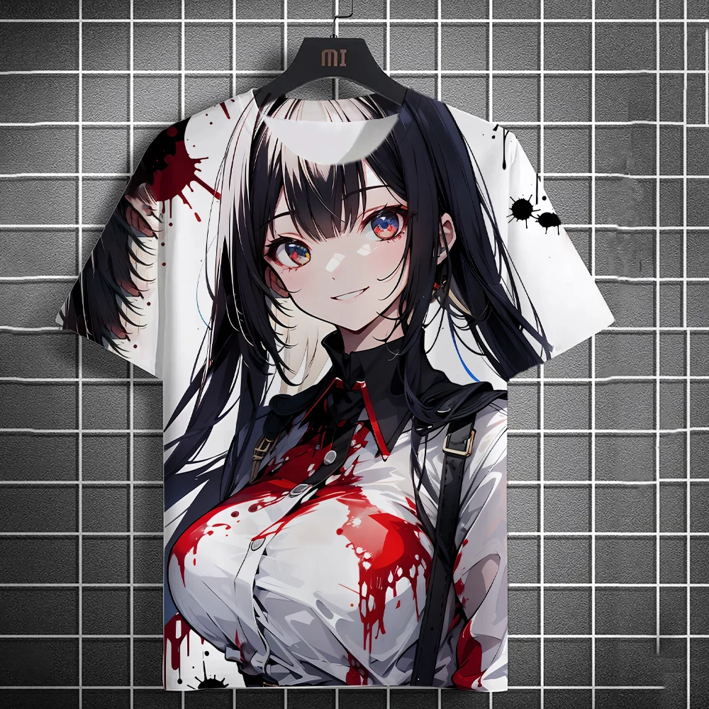 2024 New Men\'s Anime Vampire Girl Graphic T-Shirts 3D Print T Shirt Man/Women Short Sleeve Tee Fashion Kid Y2k Top Mens Clothing