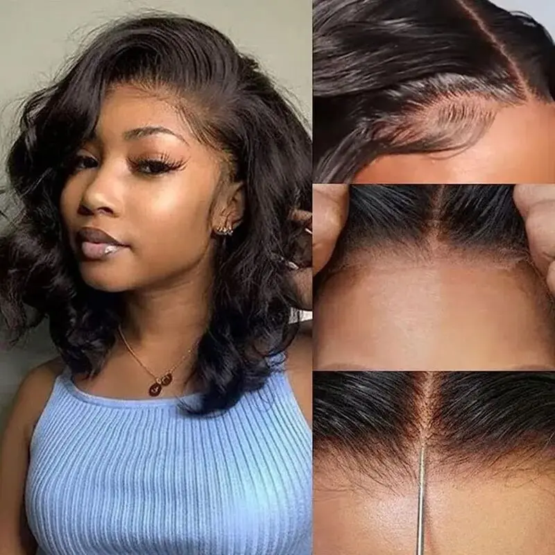 ISEE Hair Body Wave Bob Wig Pre Bleached Knots 6x4 HD Lace Front Wig Wear Go Glueless Human Hair Wig Pre Cut PrePlucked Wig