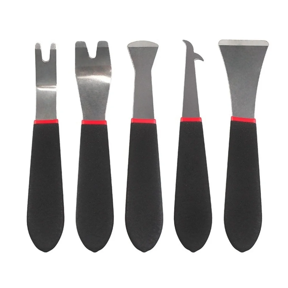 5 Piece Stainless Steel Pry Bar Set Trim Removal Tool Kit For Vehicle Interior Panel Dashboard Audio Installation Hand Tools
