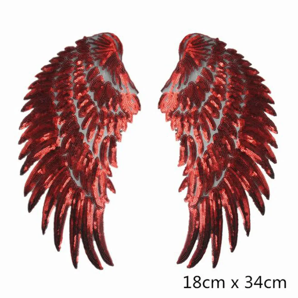 1 Pairs Sequins Paillette Wings Patches Cap Iron On Embroidered Appliques DIY Apparel Accessories Patch Clothing Fabric Badges