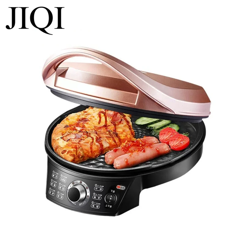 DMWD Domestico Doppio Lato Riscaldamento Elettrico Padella Elettrica 220V Crepe Pancake Maker Automatico Pizza Pie Macchina BARBECUE Strumento di Frittura Pan