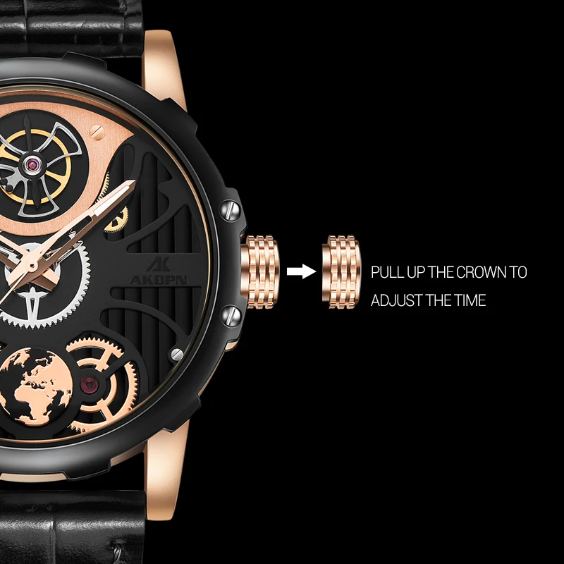 高級感のあるライトラグジュアリーメンズクォーツ腕時計、ファッショナブルなスタイル、中空文字盤デザイン、防水レザーストラップ、男性用腕時計（reloj）