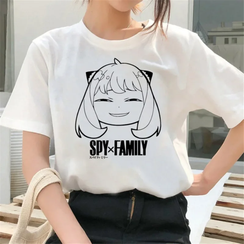 

Spy X Family Periphery Cartoon Funny Printed Women's T-shirt Lovers Loose Kawaii T-shirt Y2K Round Neck Fashion T-shirt