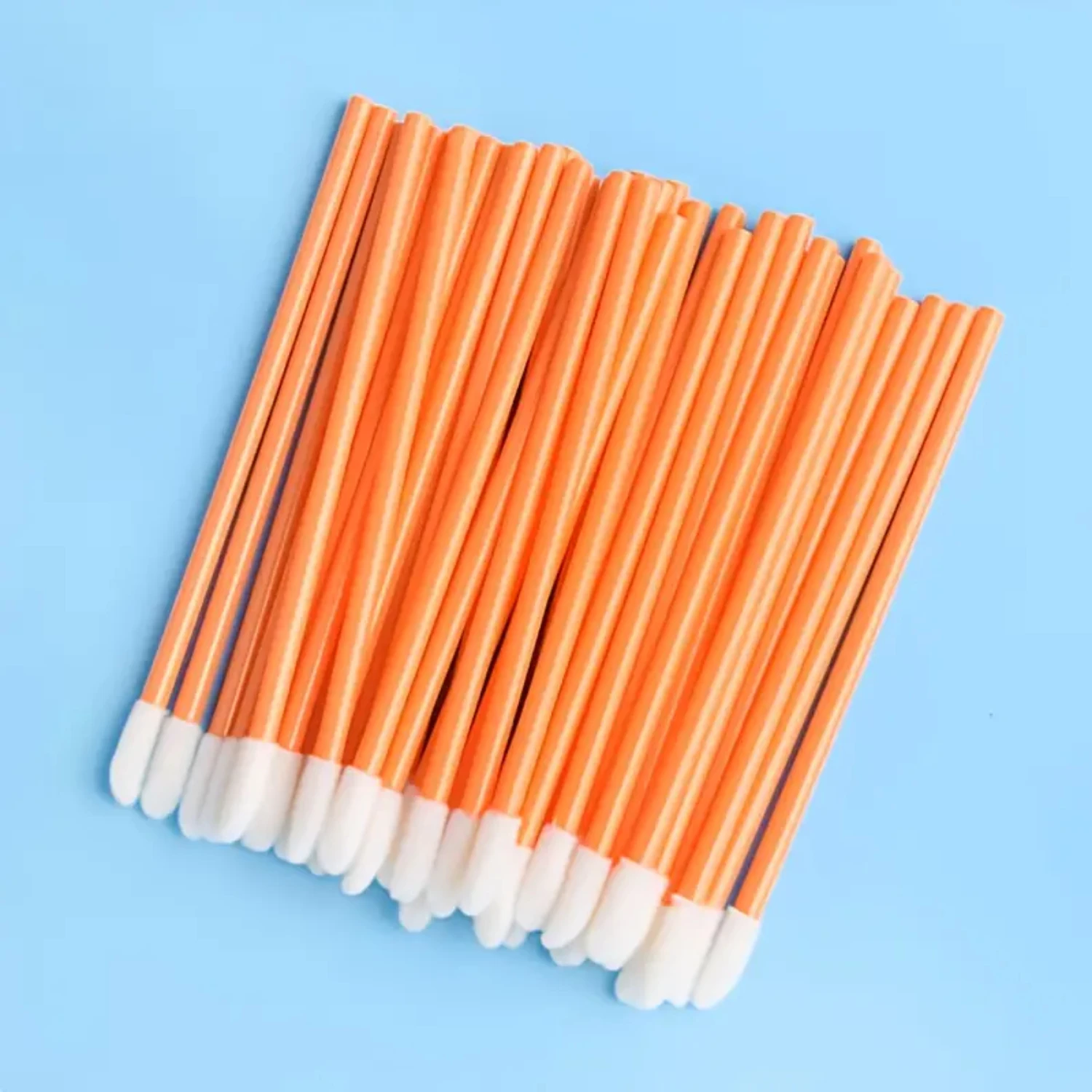 Disposable Soft Orange Lipstick Gloss Wands and Brushes Set - 50 Pcs, Makeup Applicator Tool with Soft Brush Head for Lipstick L