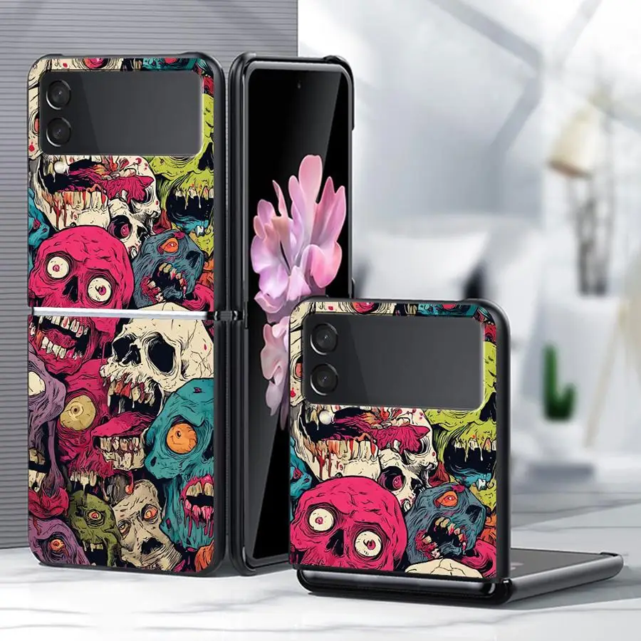Colorful Zombie Skull Phone Shell Funda Case for Samsung Galaxy Z Flip 8 Flip3 Flip4 Flip7 FE Z Flip 7 6 5 4 3 Flip5 Flip6
