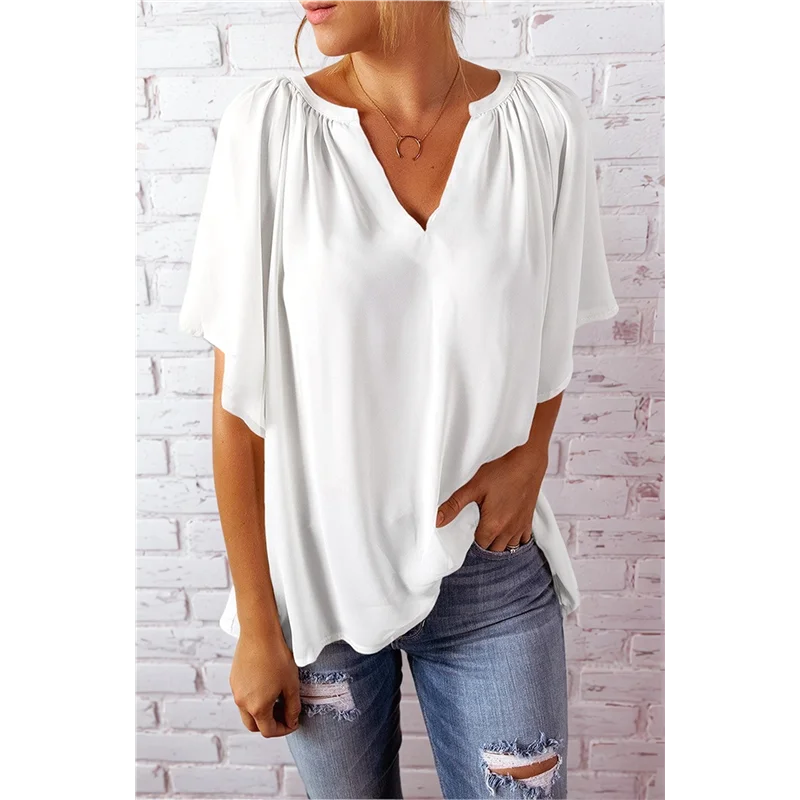

ASDS-Womens Tops Dressy Casual 2025 Spring Summer V Neck Short Sleeve Shirts Business Casual Chiffon Blouses