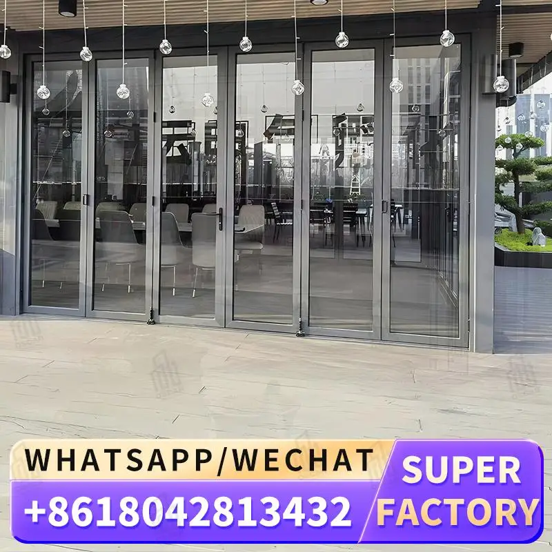 

Aluminium Double Glass Bi Fold Entrance Doors Waterproof Fancy Corner Folding Doors for Home Balcony Office