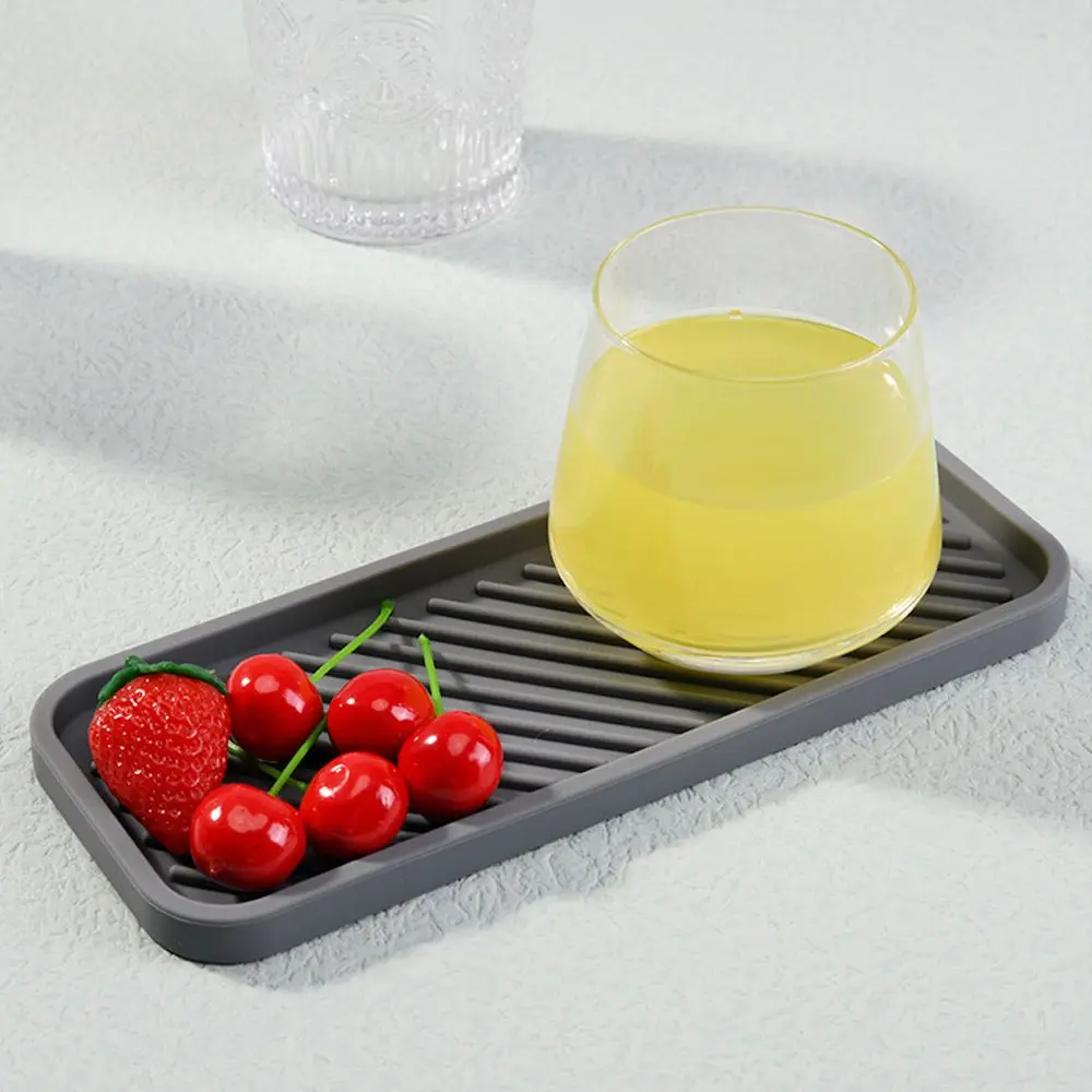 Kitchen Sink Silicone Tray Soap Dish Holder with Built-in Drain Lip Draining Countertop Sink Scrubber