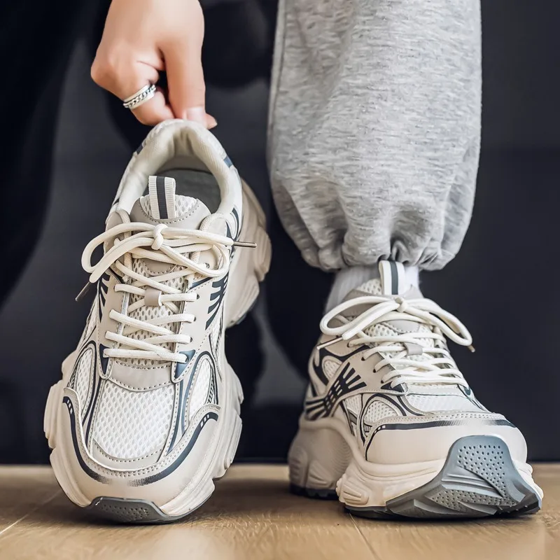 

2025 Autumn New Men's Fashion Trend Casual Low Top Thick Sole Sports Shoes Mesh Breathable Comfortable Versatile Chunky sneakers