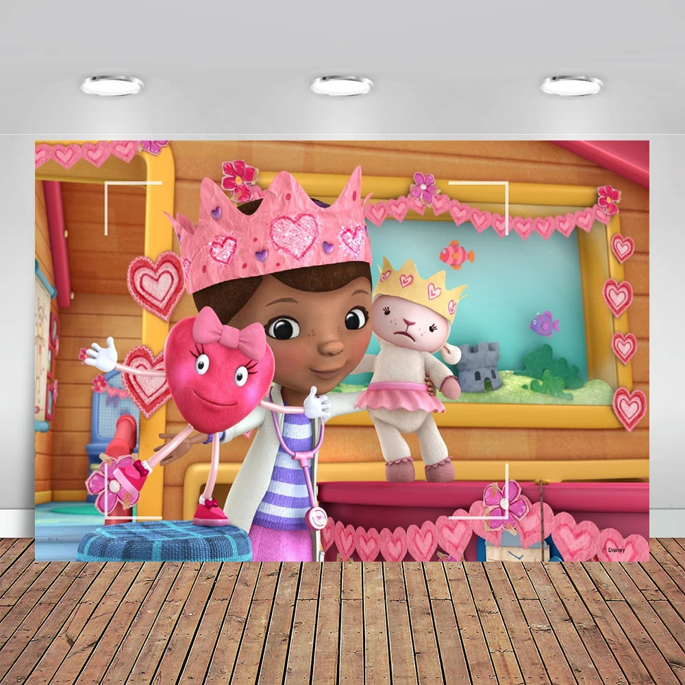 Custom Doc Mcstuffins Photography Backdrop Kids Birthday Party Photo Background Nurse Toy Banner Vinyl Studios Props